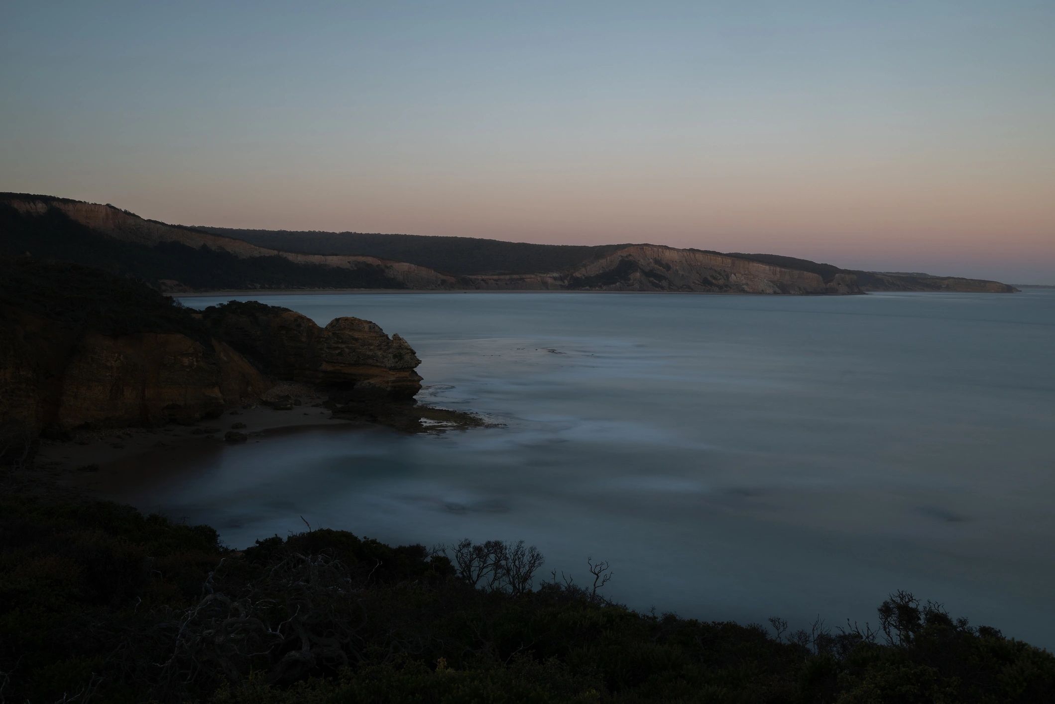 Long exposure coastline at sunset